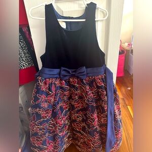 Girl part dress- navy and burgundy